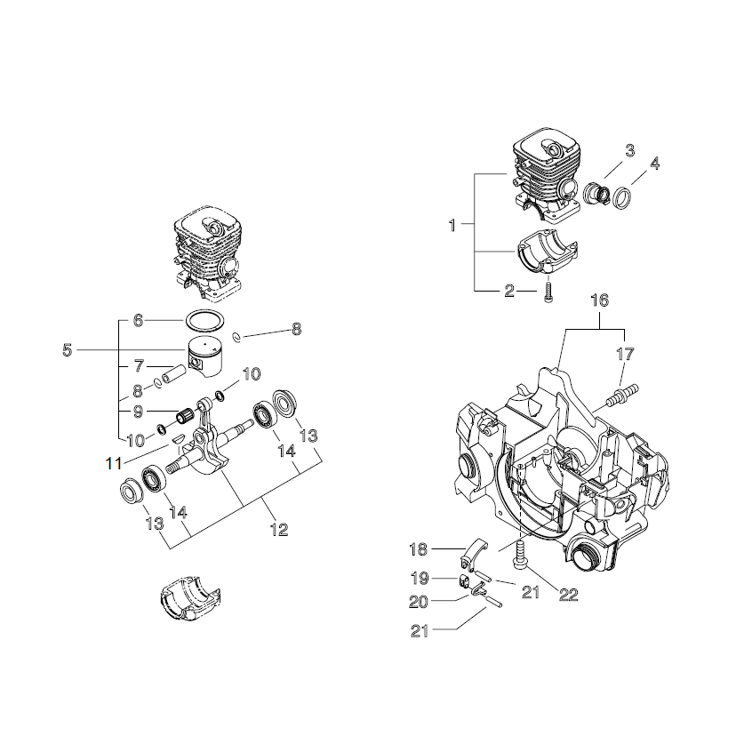 Piston / Villebrequin / Carter moteur