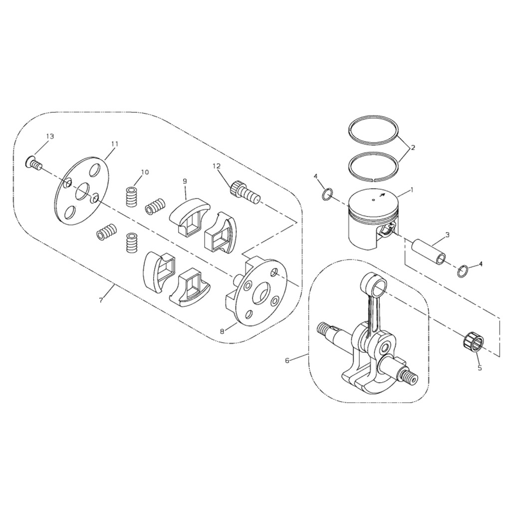 Piston, Villebrequin, Embrayage