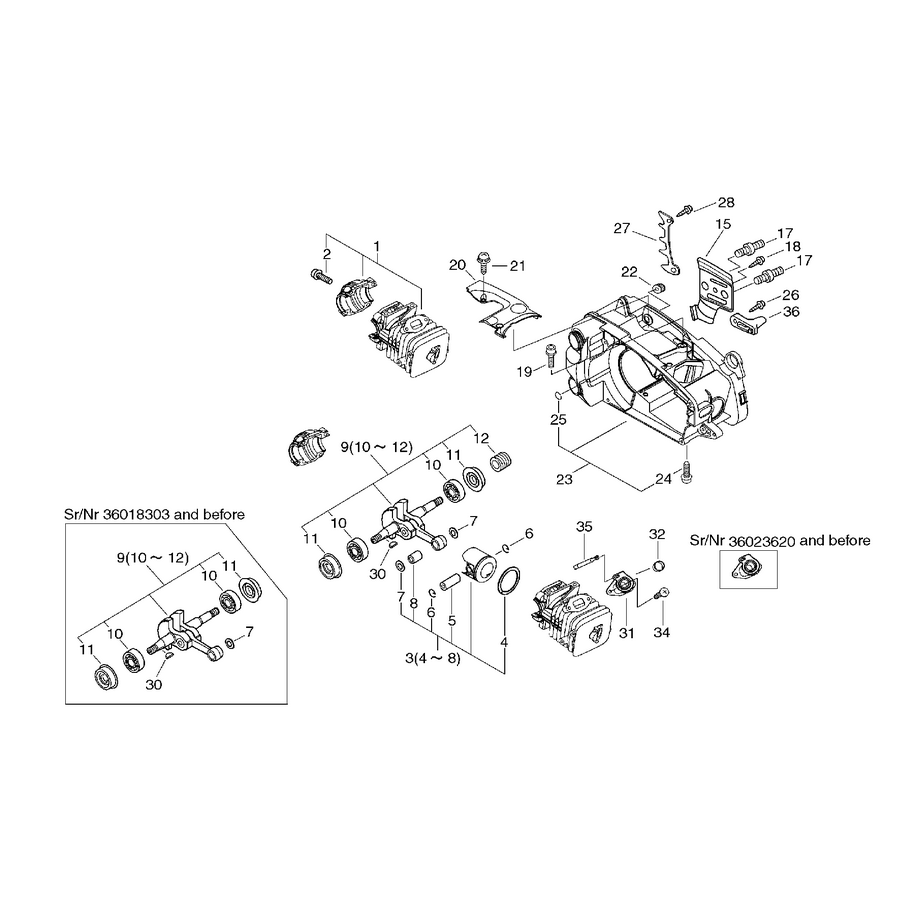 Piston Cylindre / Carter moteur (n° série jusqu'à 36024770)