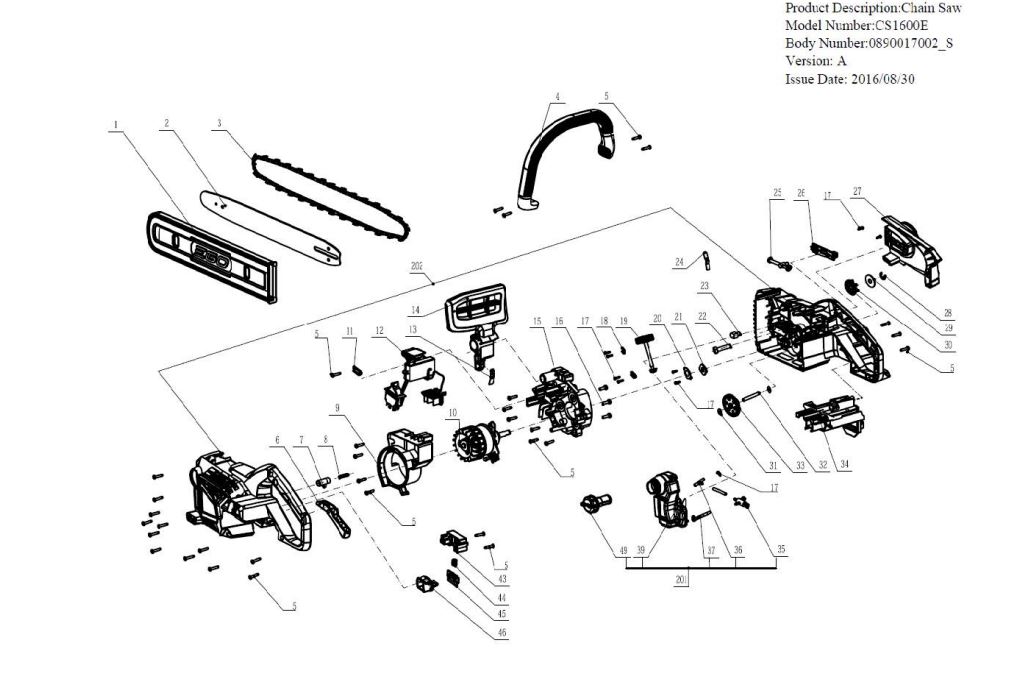 Moteur / Frein de chaine / guide / carter