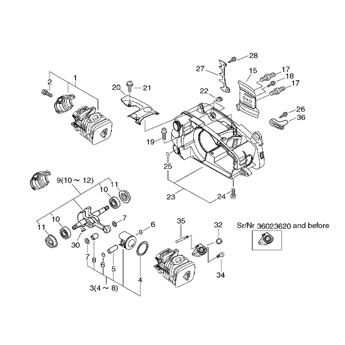 Piston Cylindre / Carter moteur (n° série à partir de 36024771)