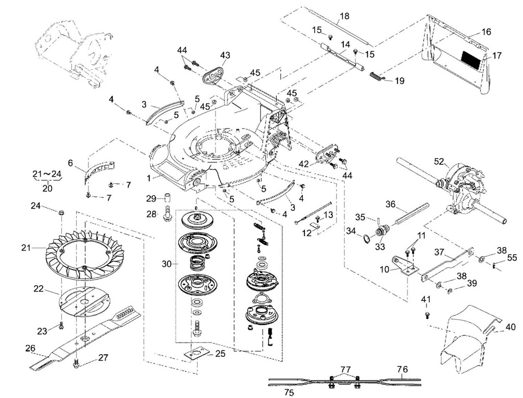 Chassis, lames, embrayage