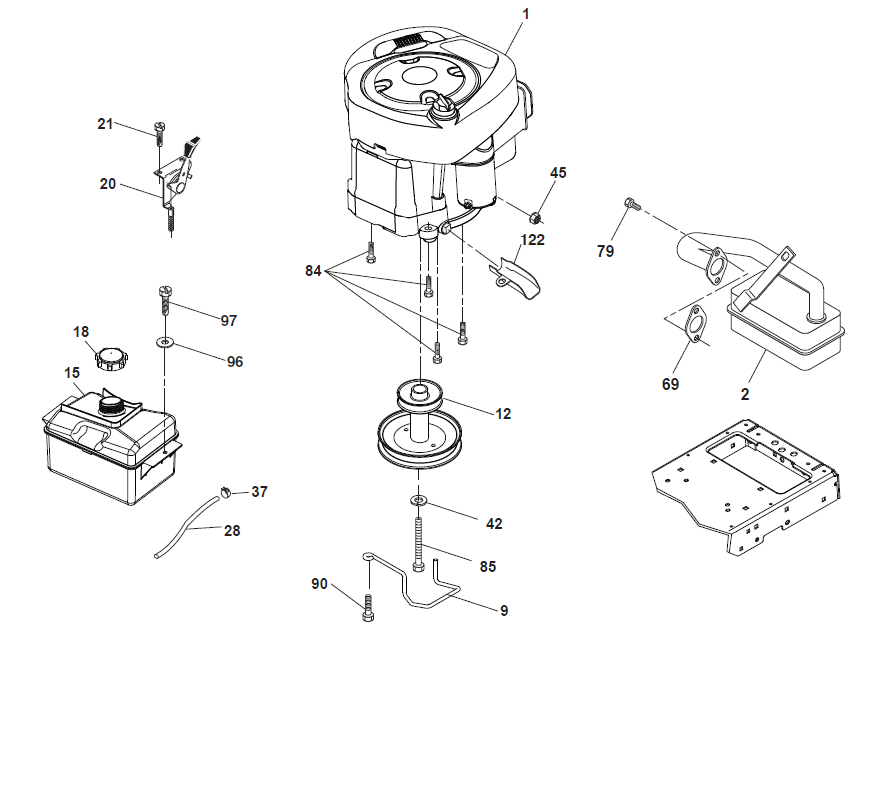 Moteur Double / Poulie / Echappement / Réservoir