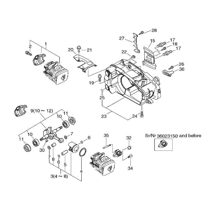 Piston Cylindre / Carter moteur (n° série à partir de 36024681)