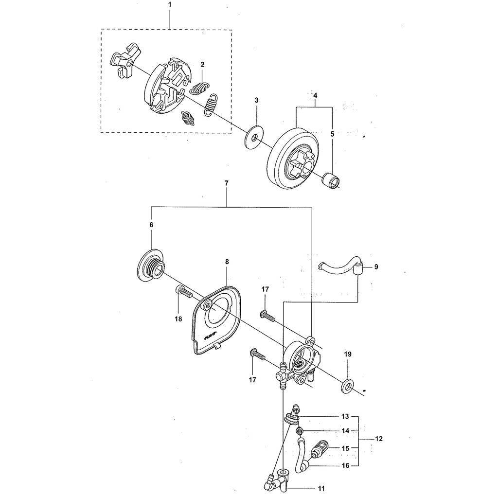 Embrayage, pompe à huile, pignon de chaine