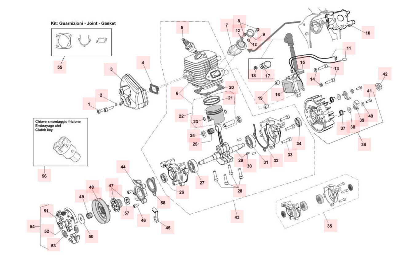 Moteur (cylindre, piston, carburateur) MCV3900-30