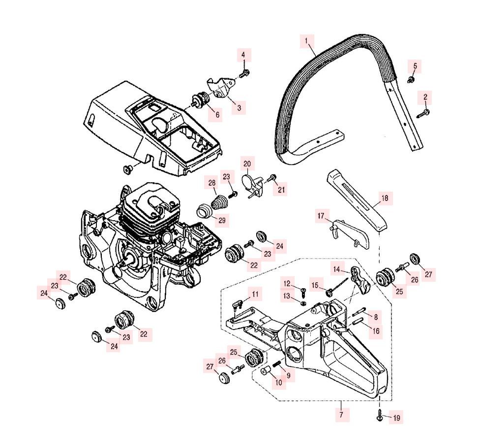 Pièces Détachées Vue Eclatee Roques Et Lecoeur Poignée G500AVS ZENOAH 288032101
