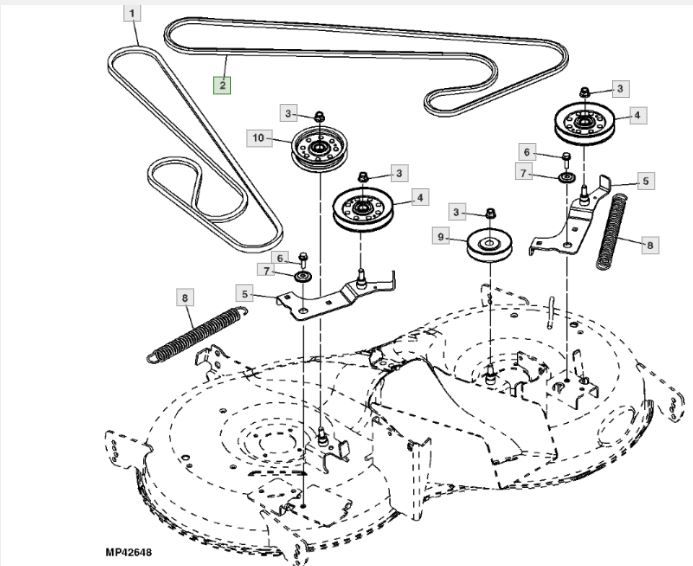 Courroie de lame John Deere x155 gauche