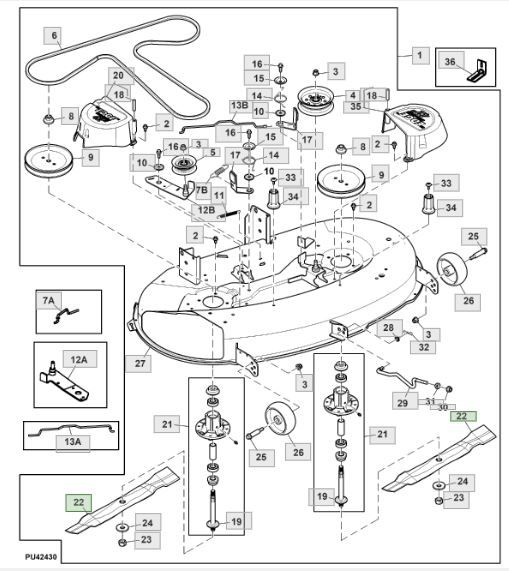 Jeu de lame John Deere X125